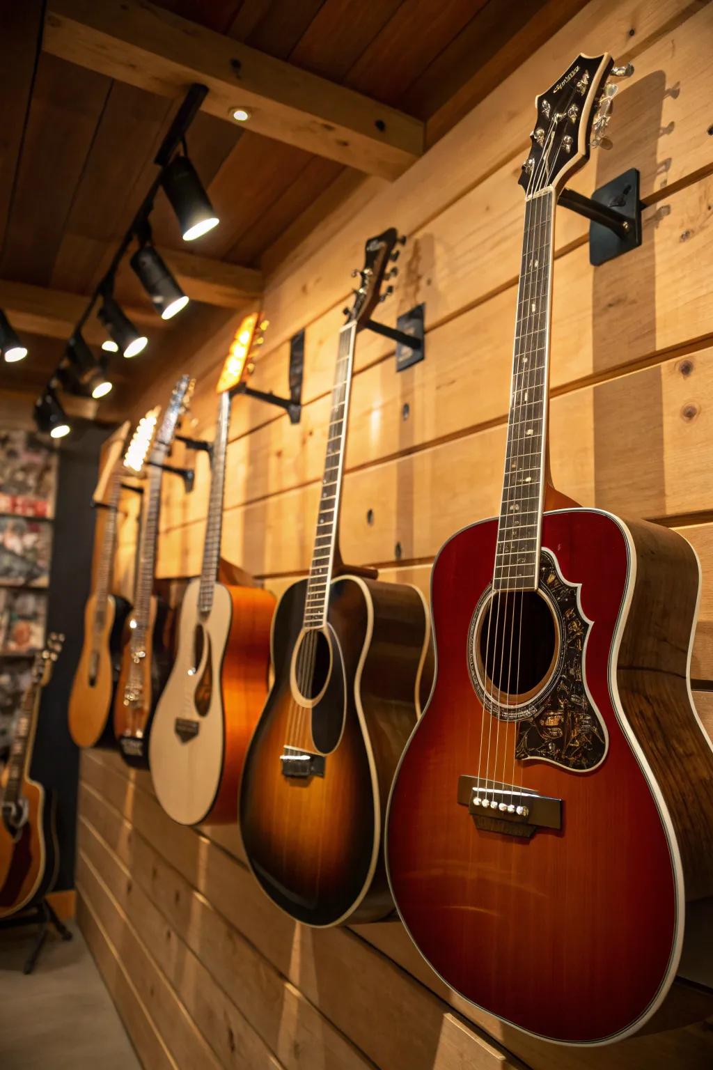 Transform your wall into a gallery of guitars.