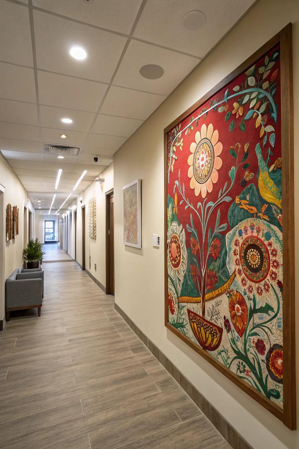 A striking art piece can change your hallway into an impressive gallery space.