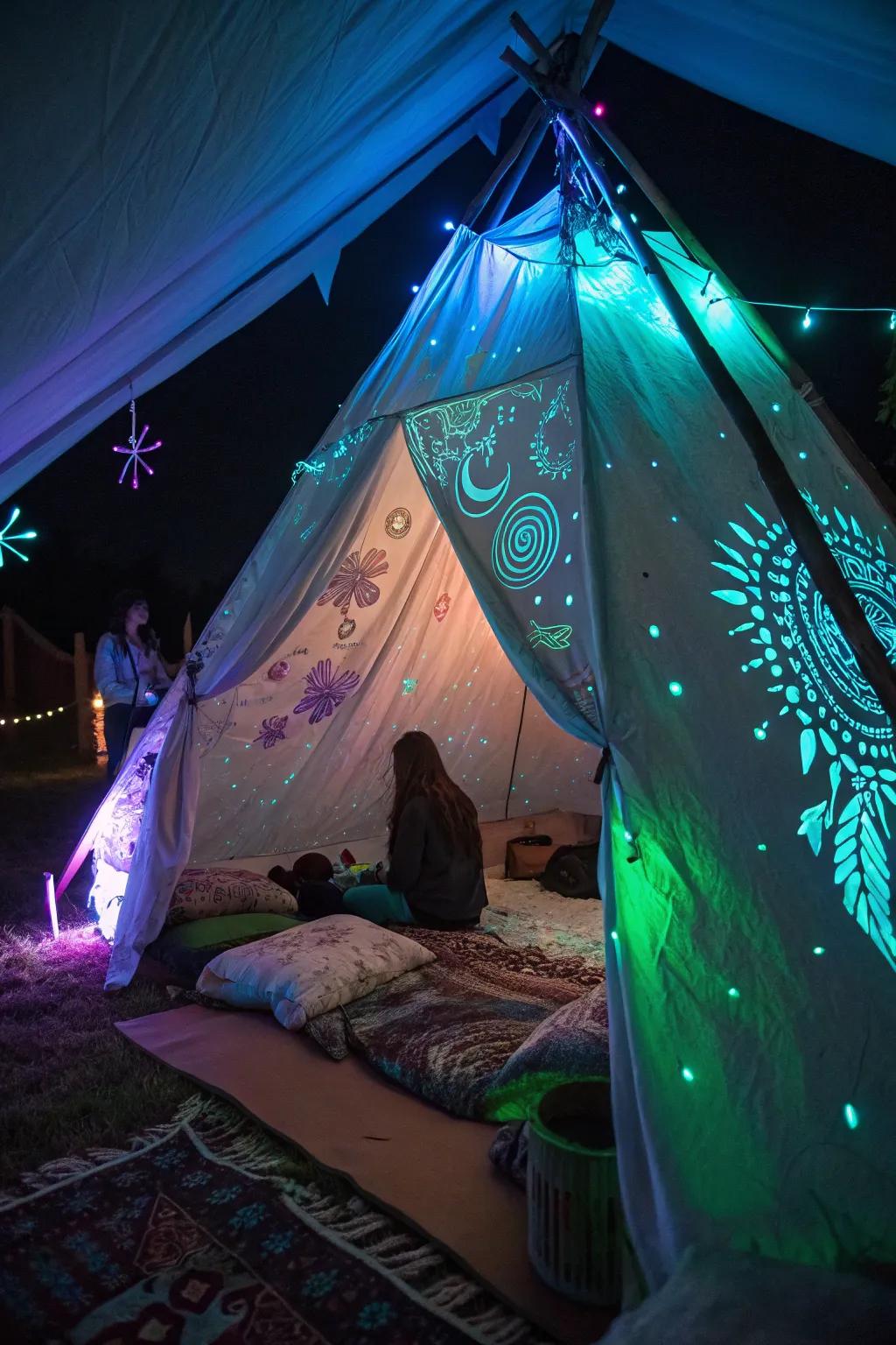 Step into a mesmerizing glow-in-the-dark Halloween tent.