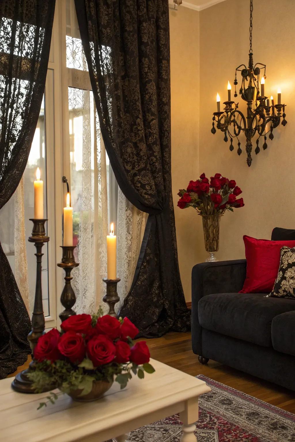 Create a space with Gothic sophistication for a refined Halloween aesthetic.