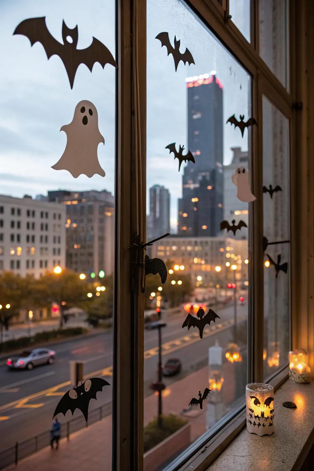 Adhesive film window art imparts an eerie feel to any dwelling.