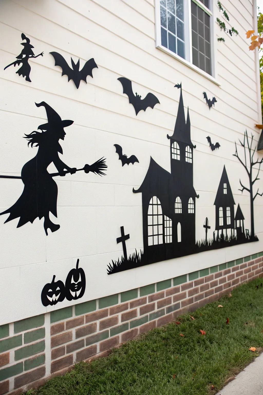Dark silhouettes create eye-catching Halloween wall decor.