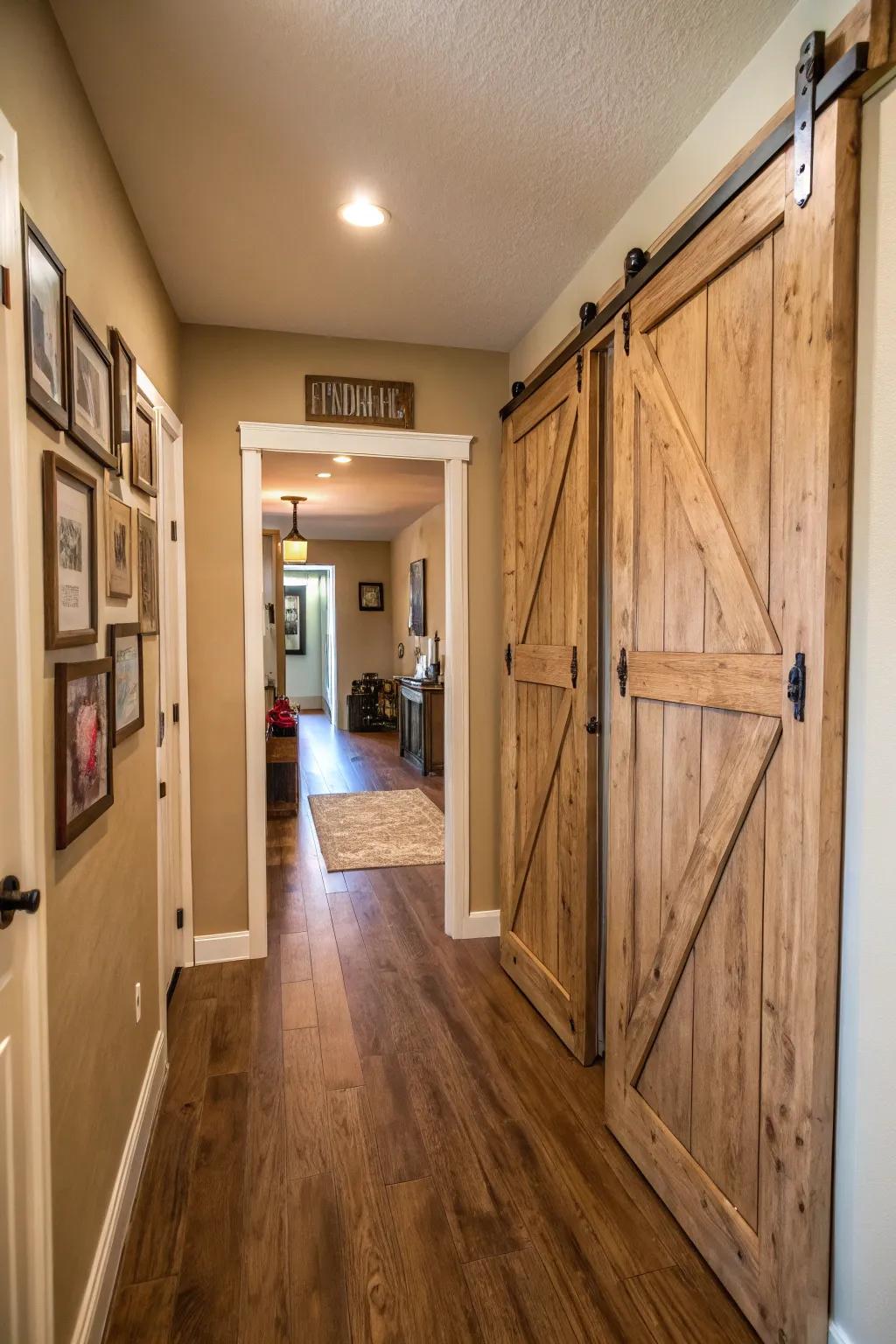 Infuse countryside charm into your corridor with shed-style sliding fronts.