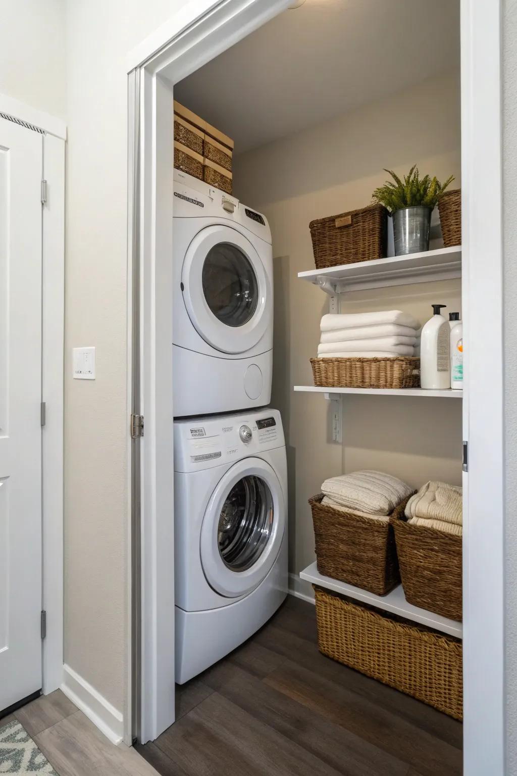 A small and effective upright laundry station setup.