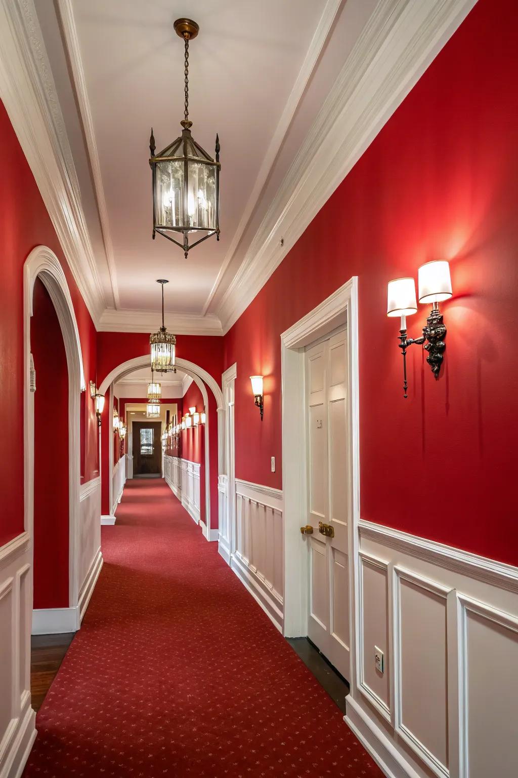 Strong hues such as red can fashion an impressive and inviting entrance.