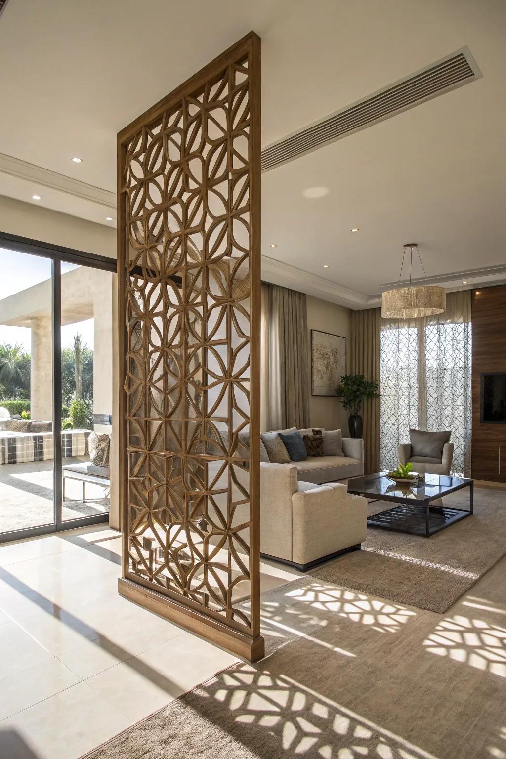 Geometric wooden panels bring a stylish element to any room.