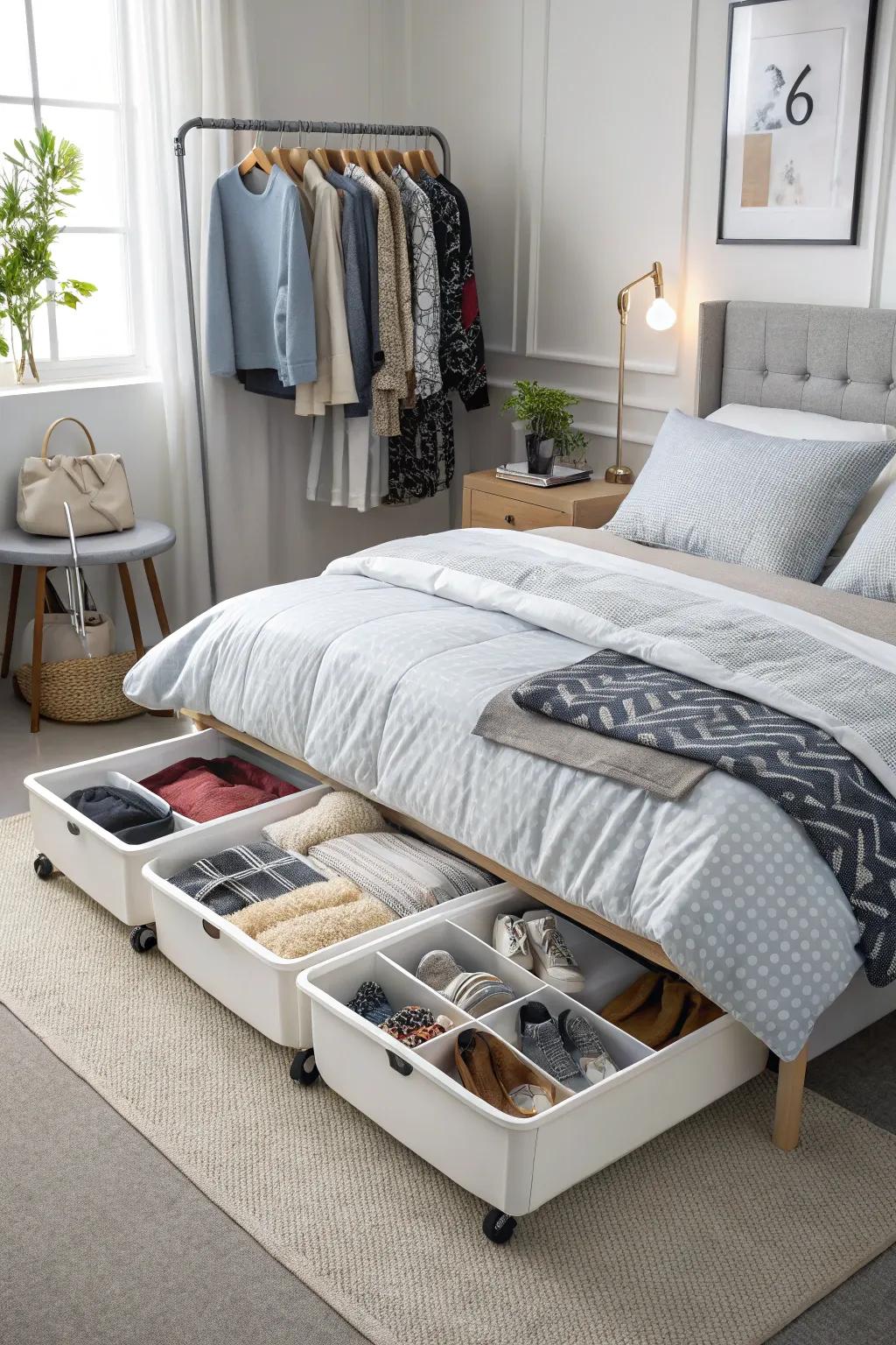 Make the most of under-bed space with rolling storage bins