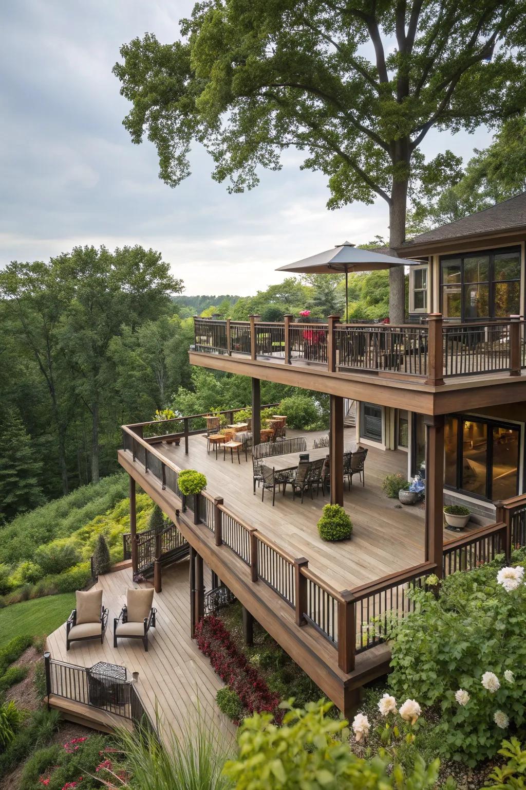 A multi-level deck designed for flexible outdoor enjoyment.