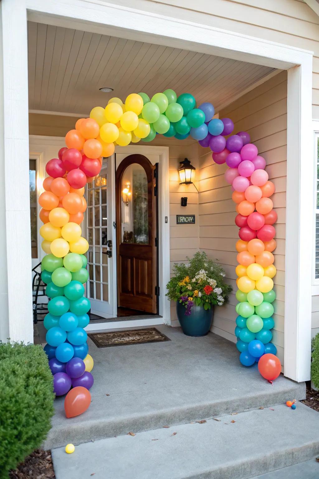 A vibrant balloon arch beckoning guests to the party.