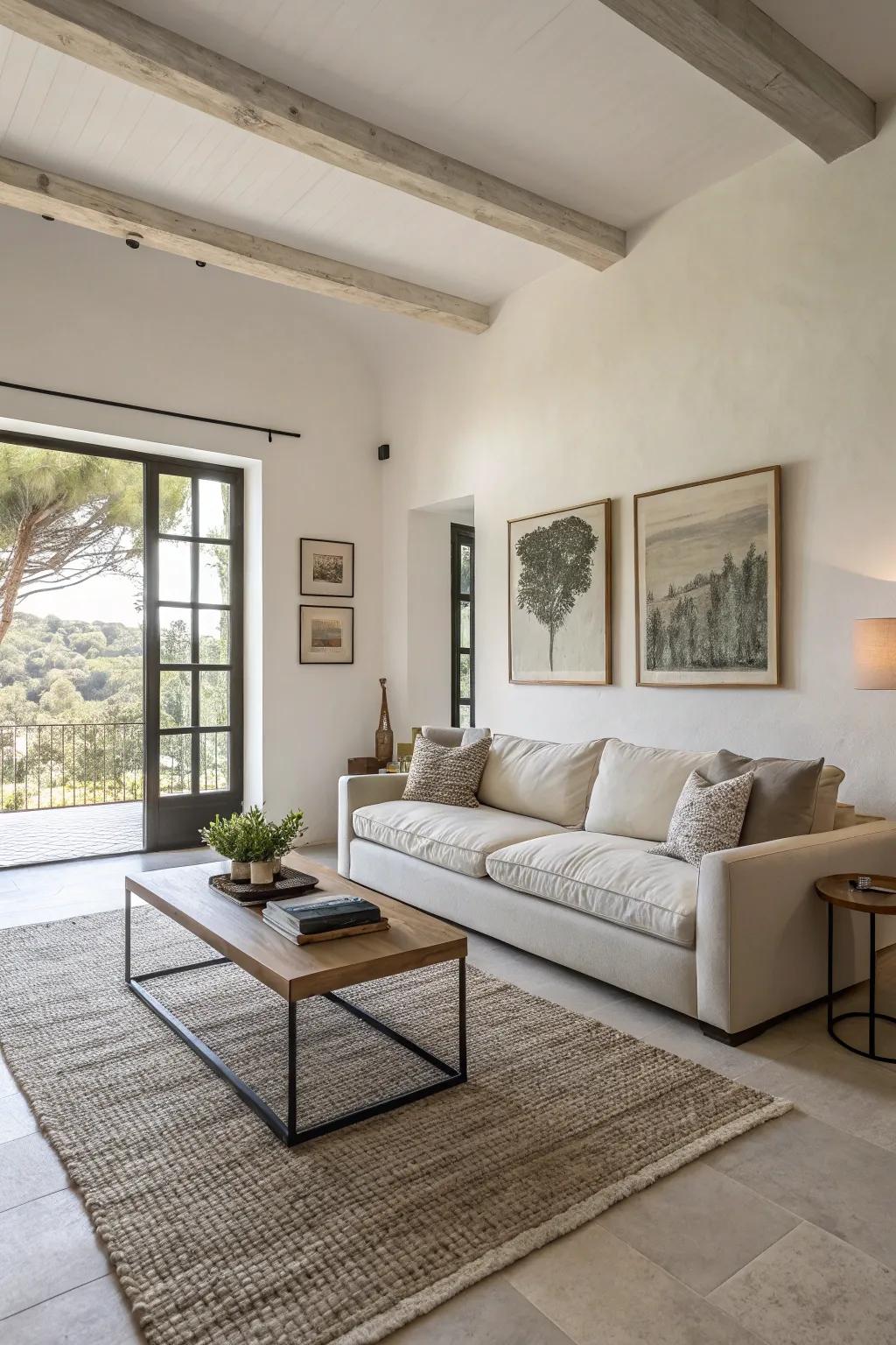 A contemporary, simple living space that radiates peace.