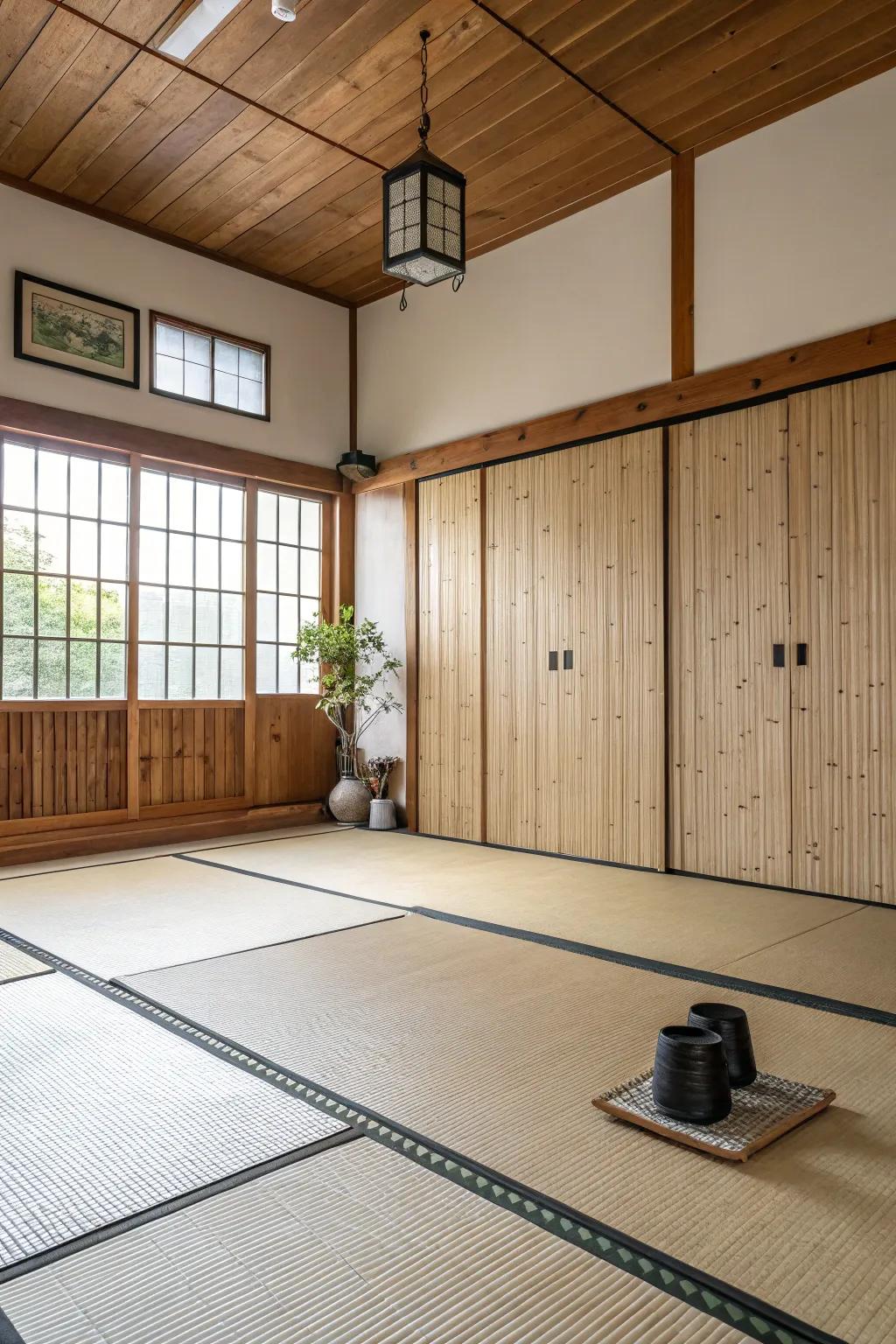 A minimalist design provides clarity and focus to your home dojo.