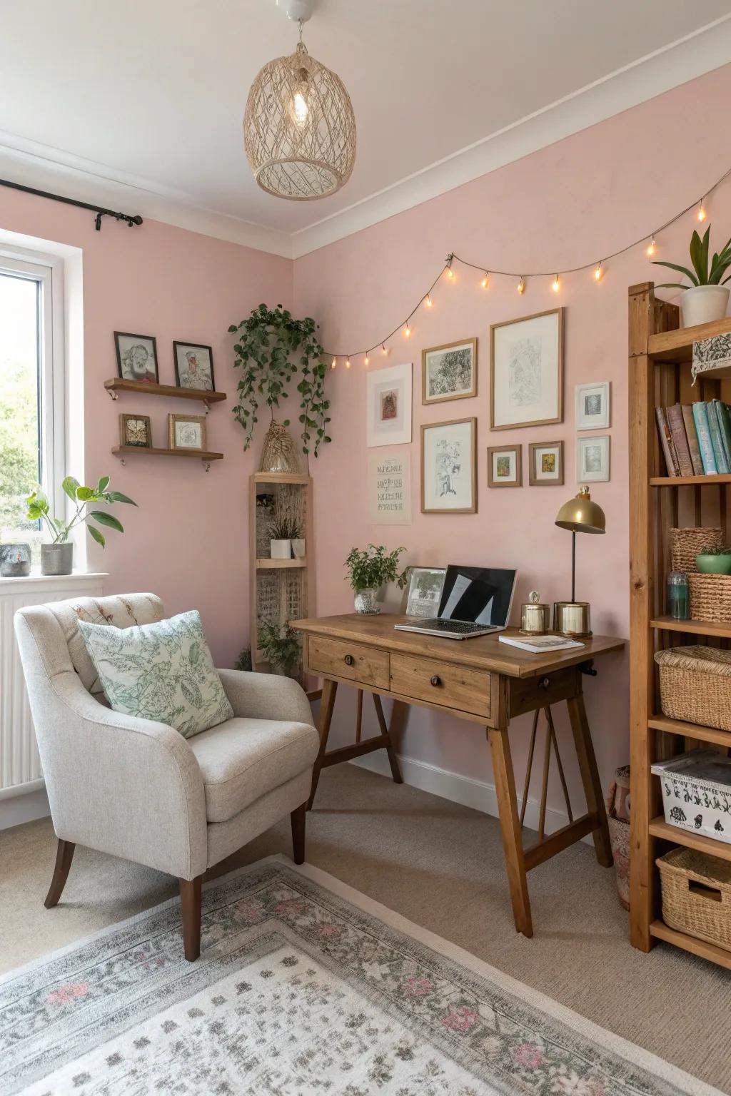 Embrace tranquility with a pastel-inspired home office palette.