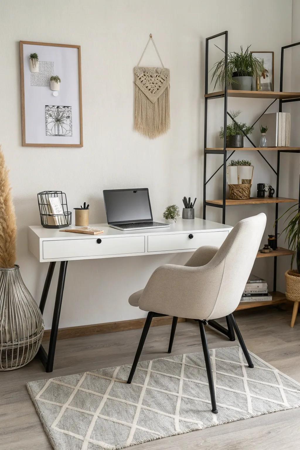 Minimalist furniture sets the stage for a clutter-free and efficient workspace.