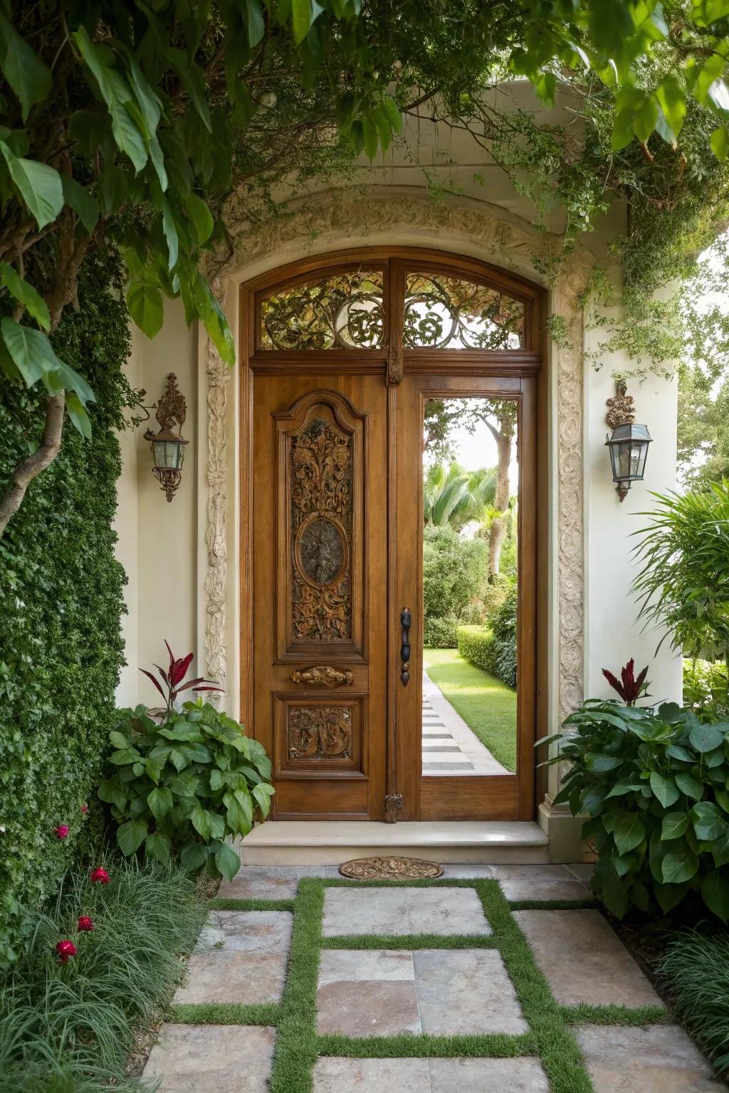 A traditional timber door radiating sophistication and allure.