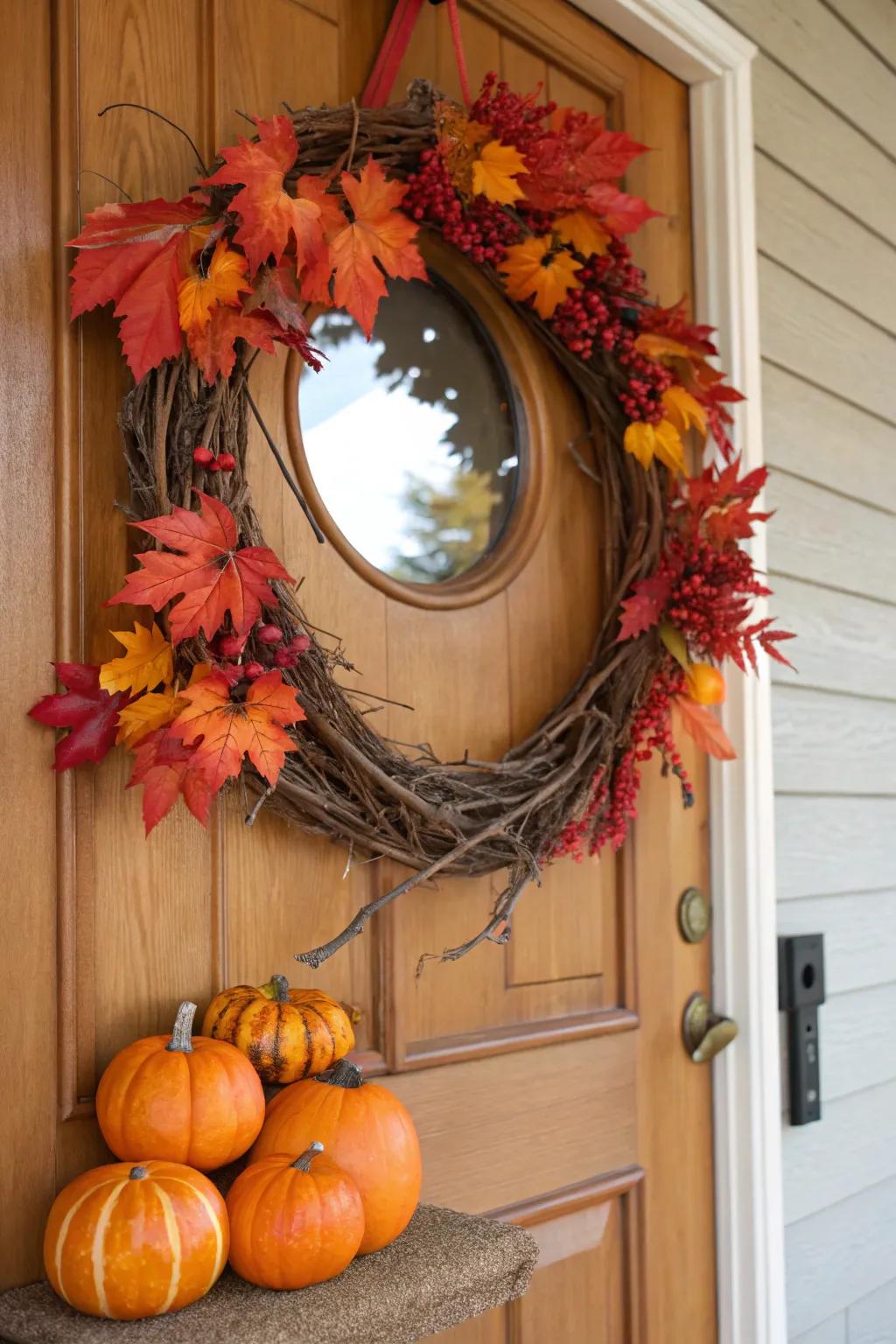 A fall-inspired circlet celebrating the vibrant hues of autumn.