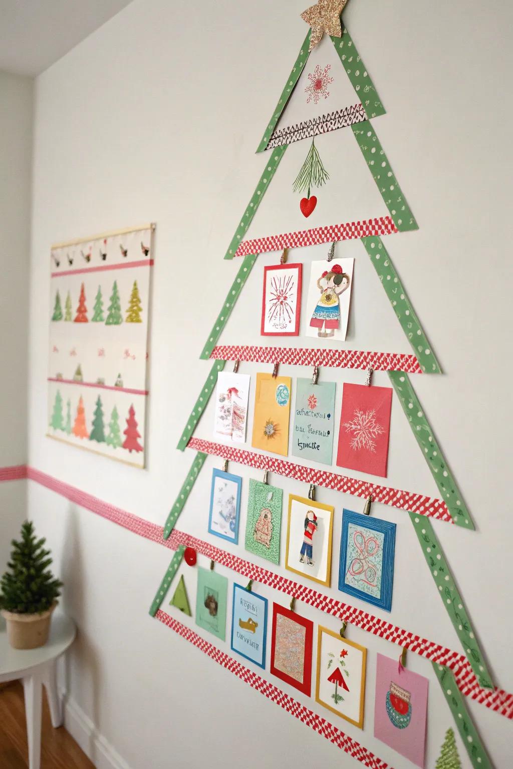 An uncomplicated but eye-catching adhesive film Christmas tree arrangement.