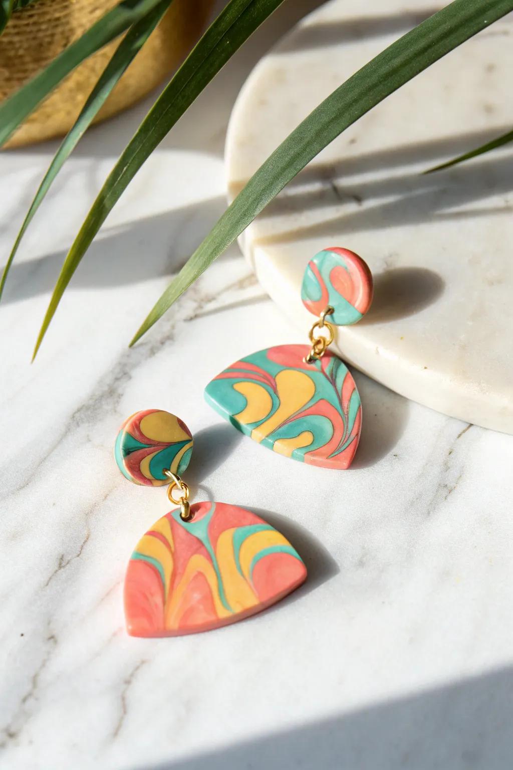 With these vibrant, freeform clay earrings, you may fully embrace your creative side!