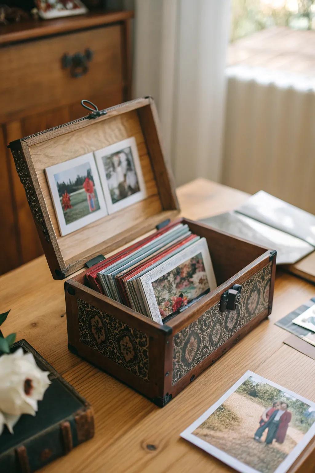 Stylish photo boxes for a charming and practical storage solution.
