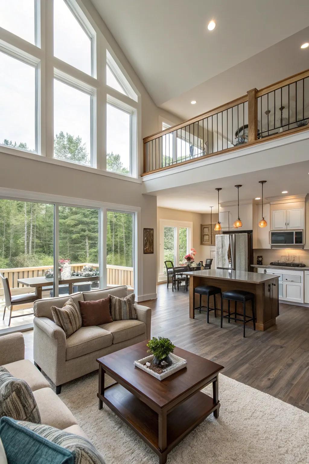 Take full advantage of your split-level home's open areas to encourage fluid movement between rooms.