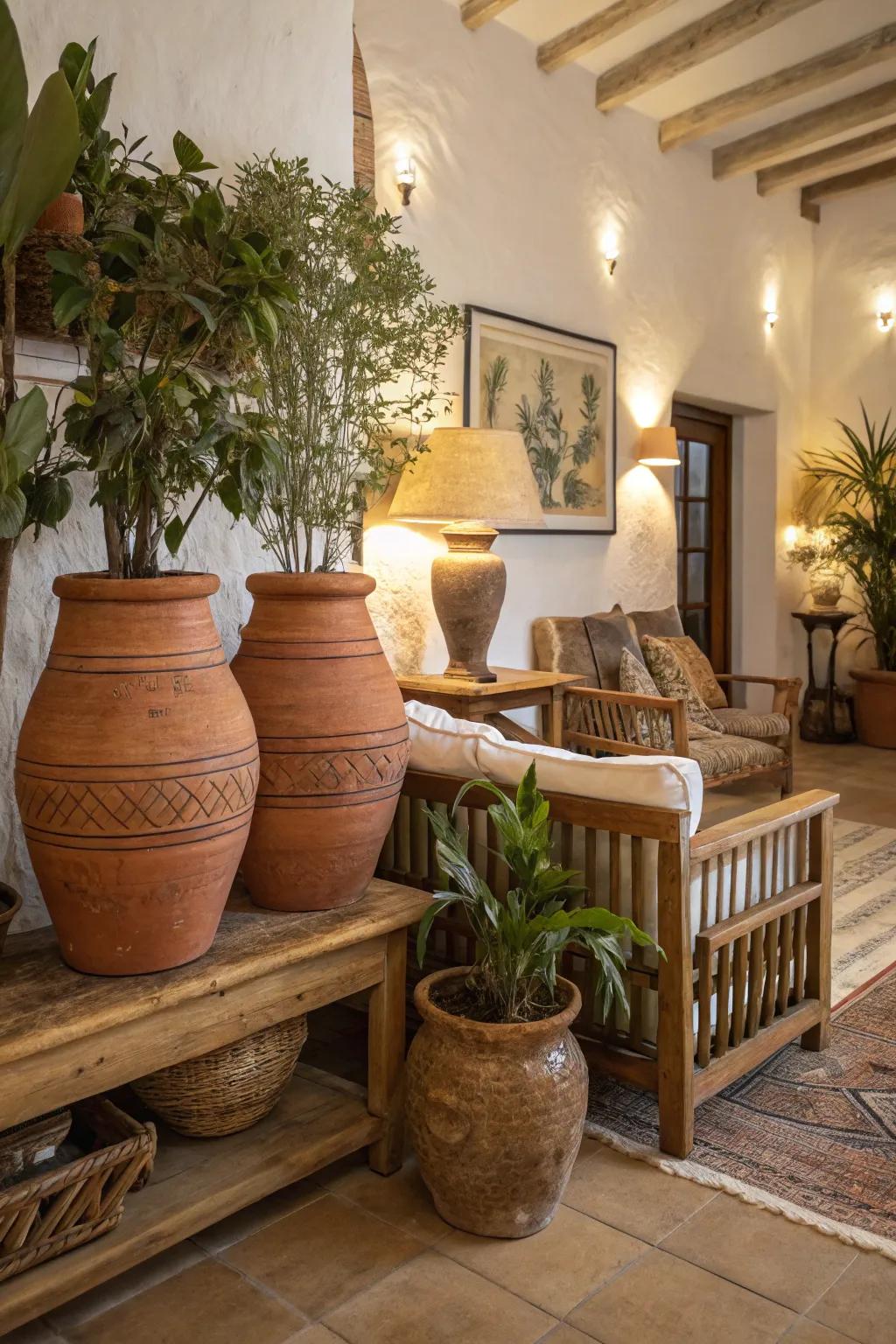 Baked earth hues introduce a cozy and authentic feel to your space.