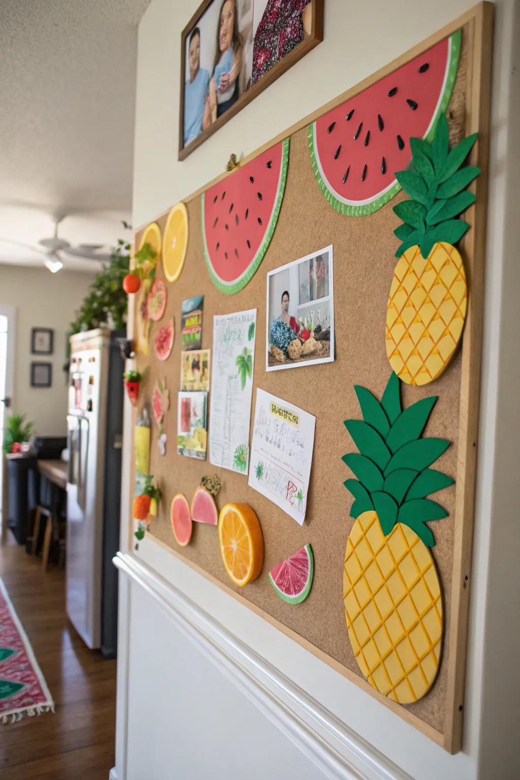 A tropical fruit-inspired pinboard setting the perfect tone for summer enjoyment.