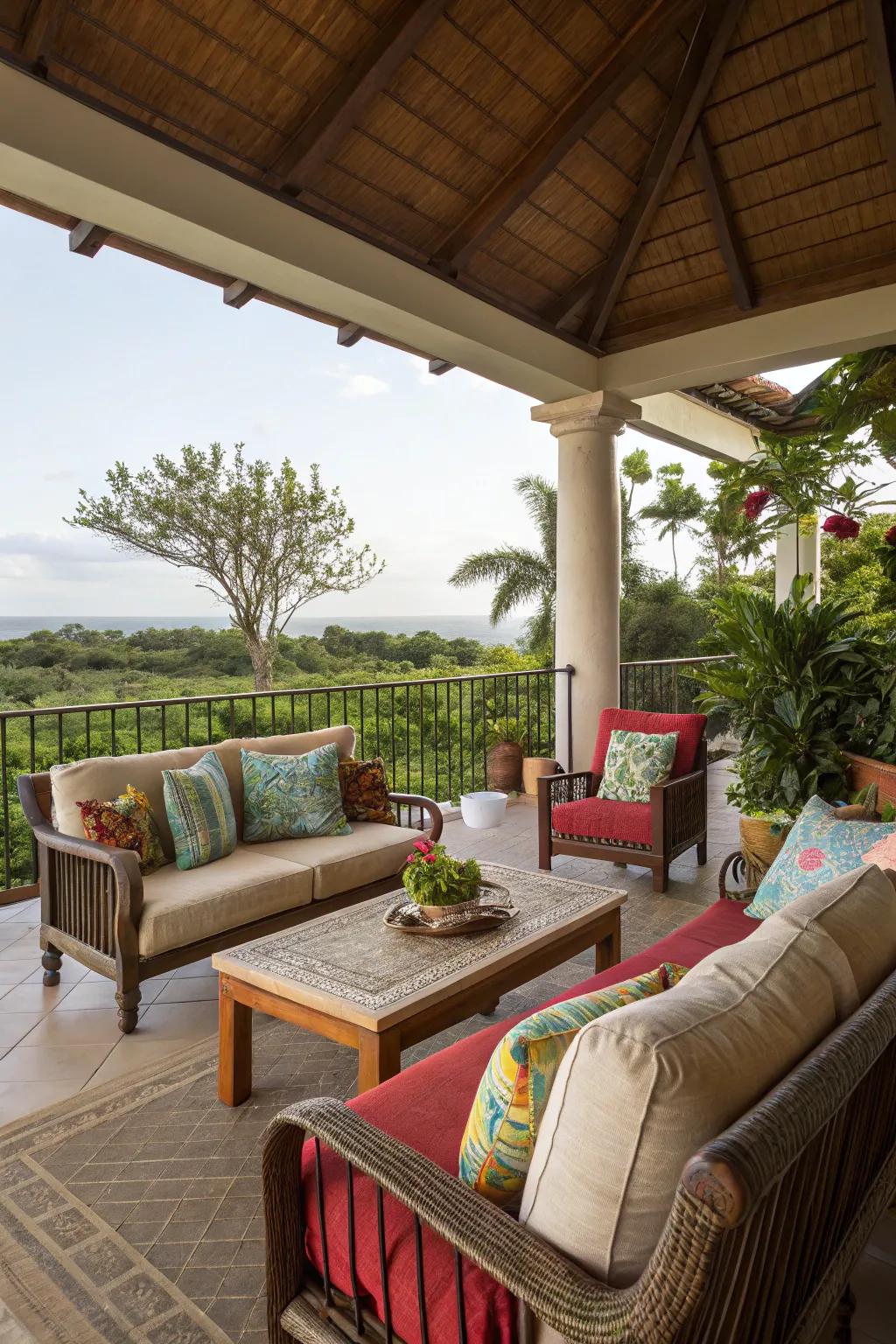A welcoming sitting spot on the lanai, crafted for ultimate relaxation.