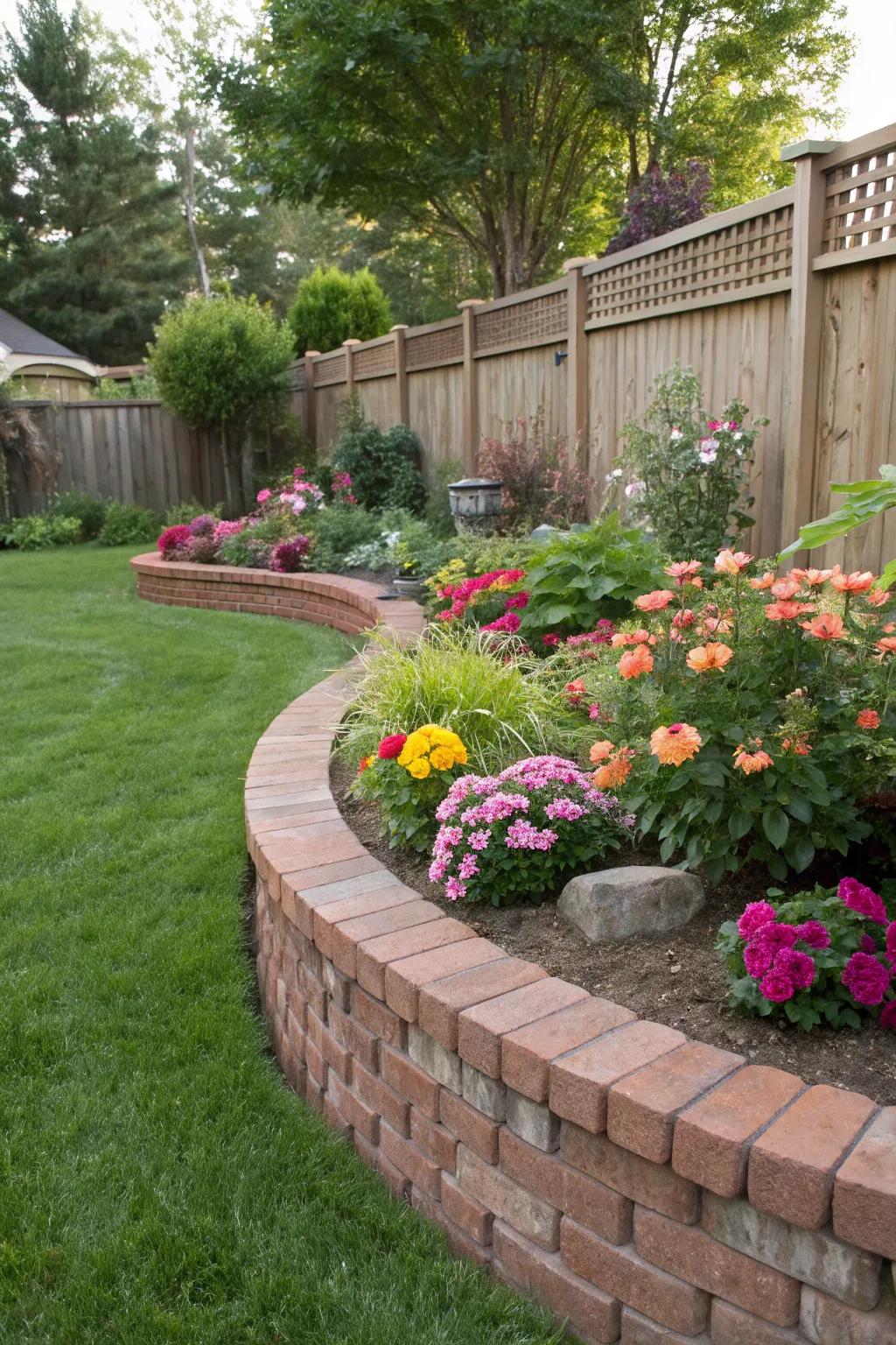 Curved brick edging brings an ageless elegance to gardens.