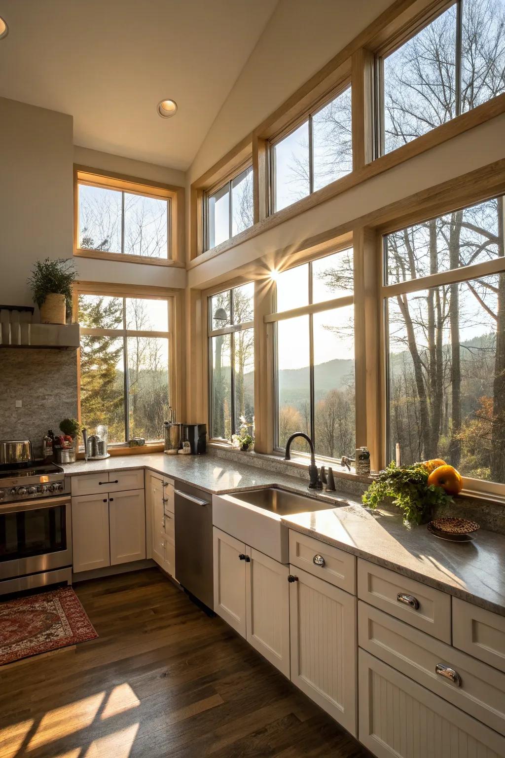 Sun-drenched mornings courtesy of expansive windows.