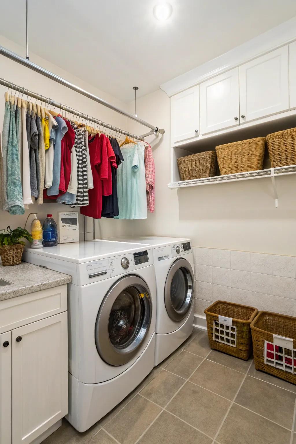 Utilize vertical space efficiently with a drying rod above your appliances.
