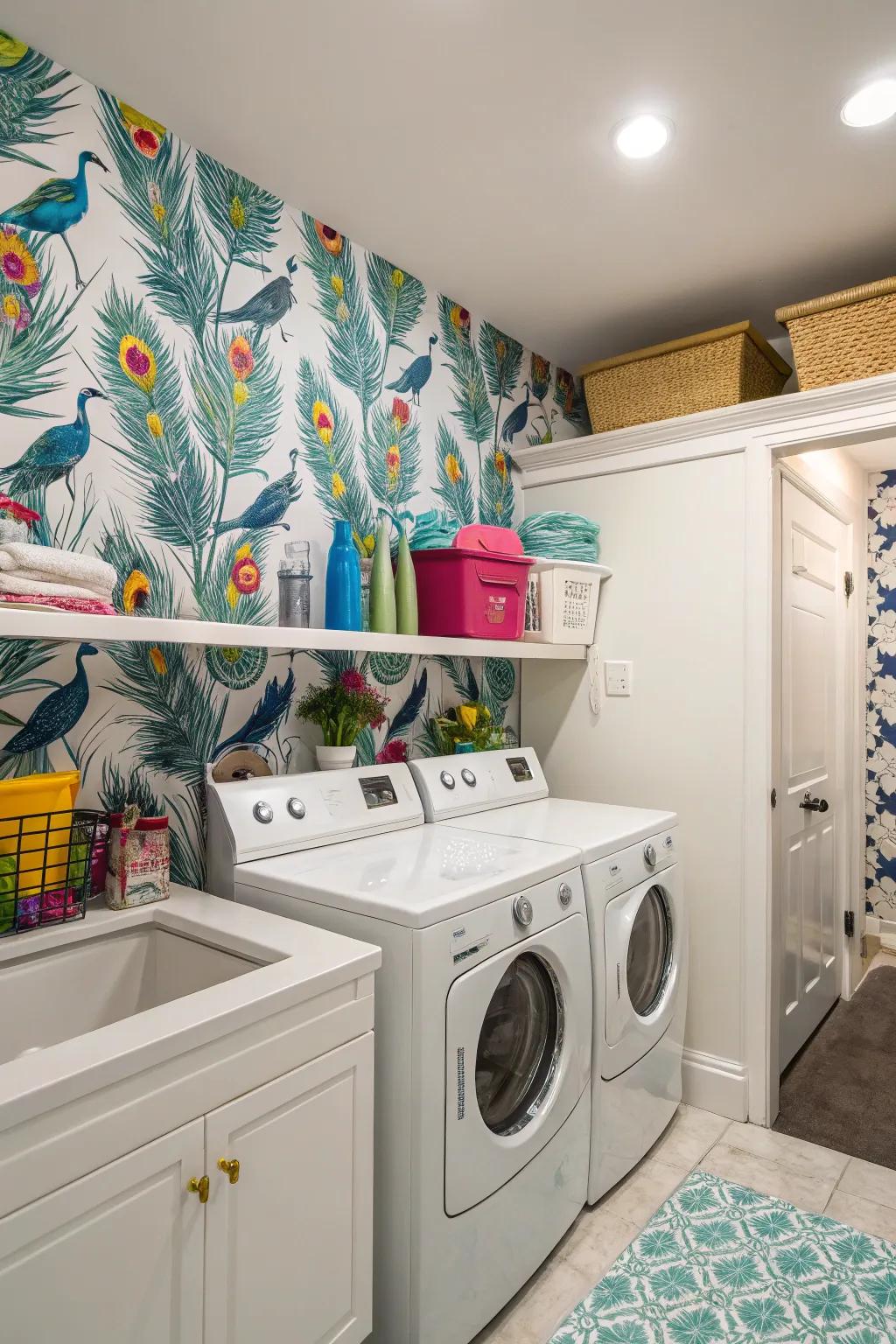 With striking patterns and colors, you can inject personality into your laundry room.
