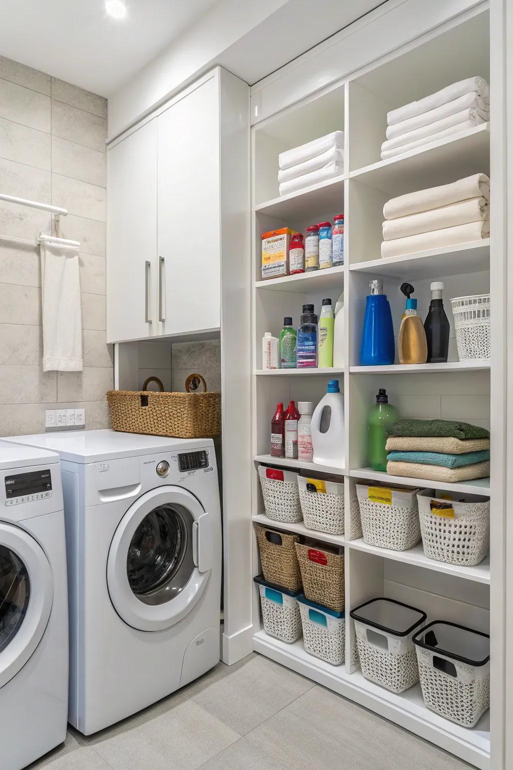 Leverage vertical shelving to fully utilize available space.