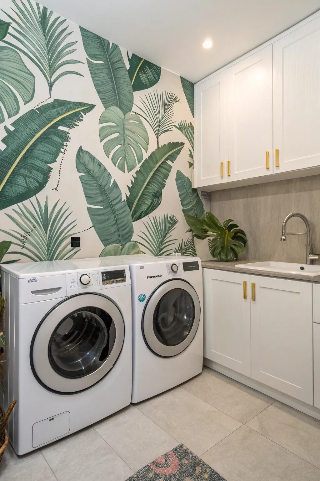 Bring the outdoors in with botanical-inspired wallpaper.