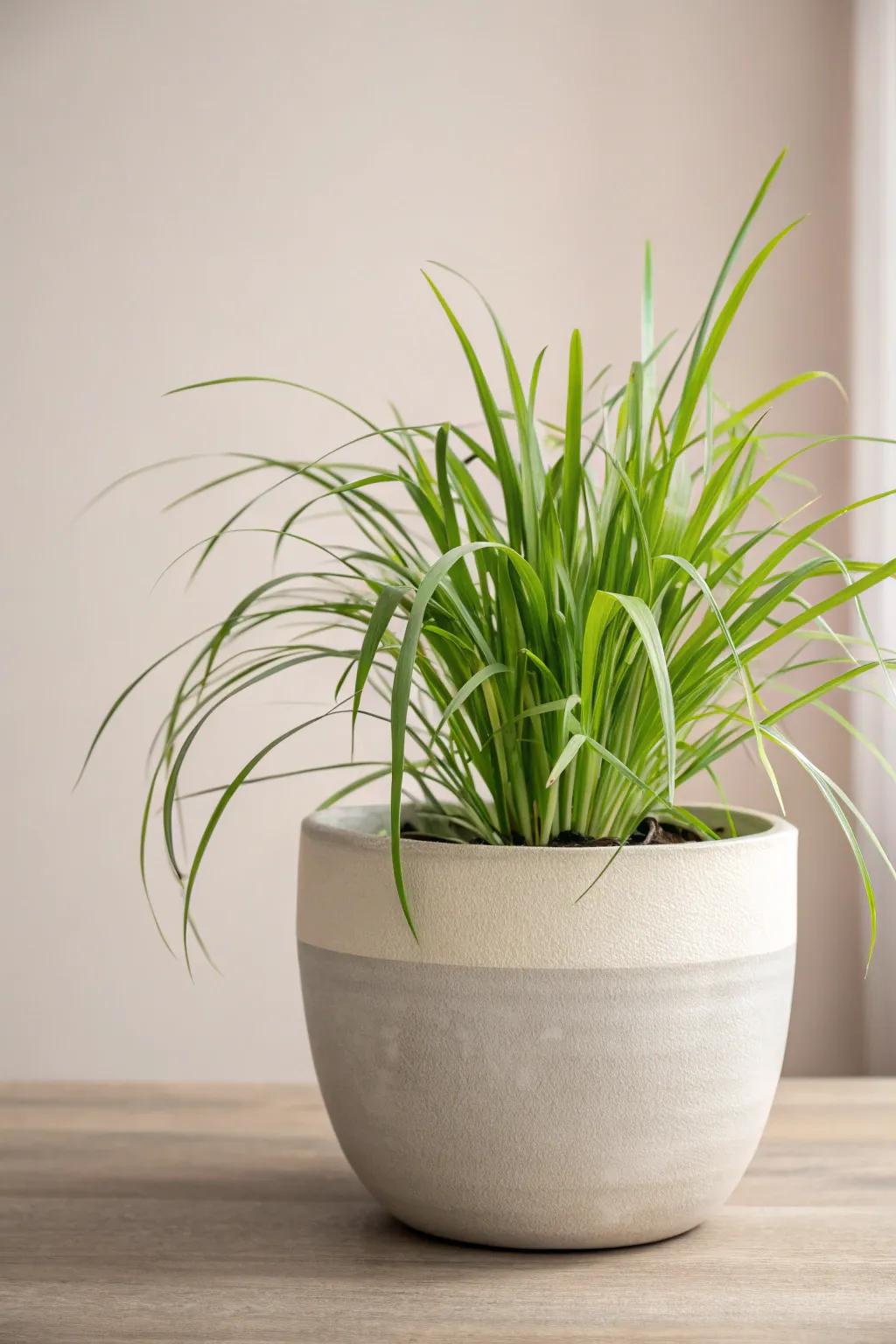 Experience the sleek elegance of a modern ceramic vessel, highlighting the natural beauty of Verdant Stalk.
