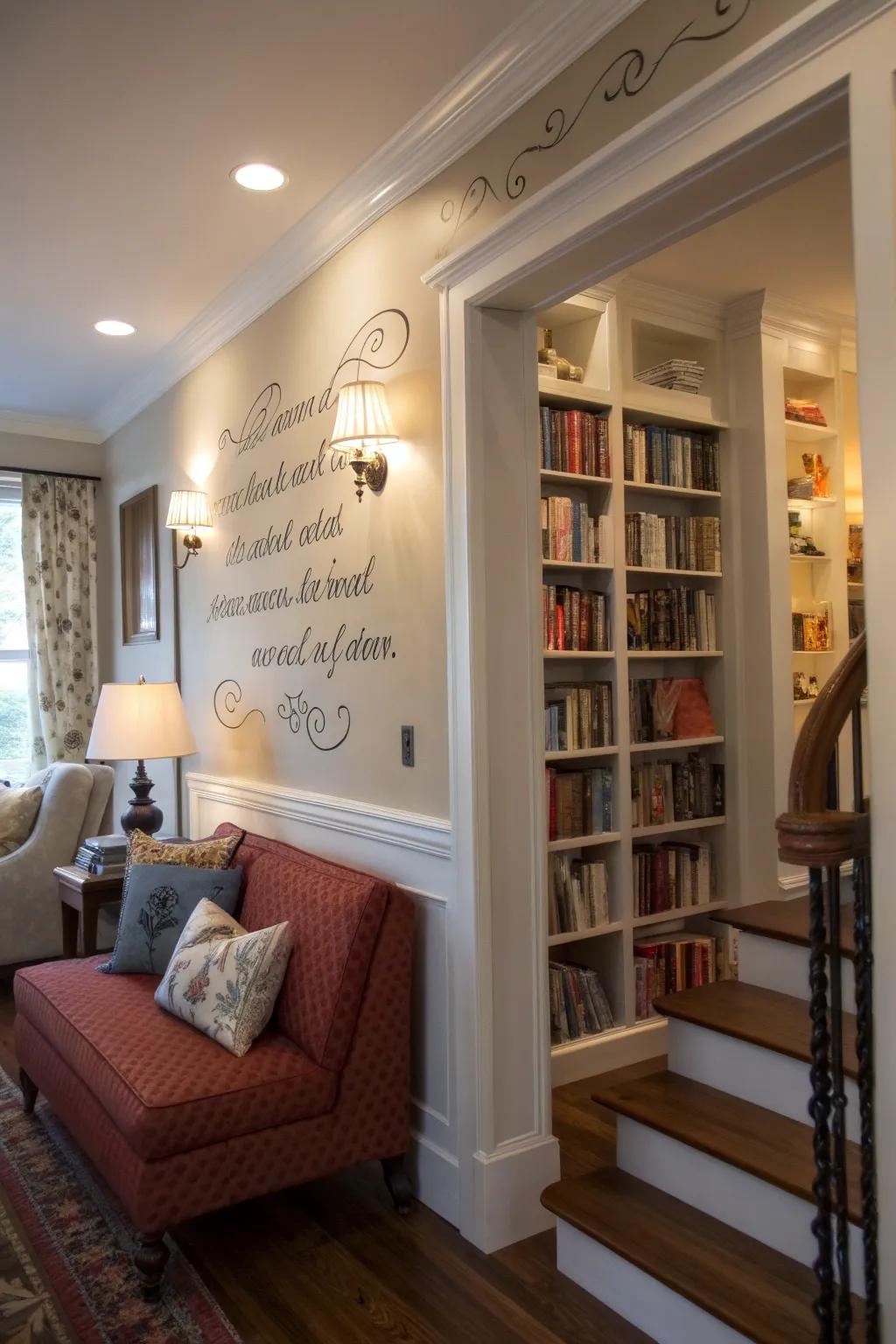 A wall adorned with inspiring quotes can perfectly set the mood for your reading space.