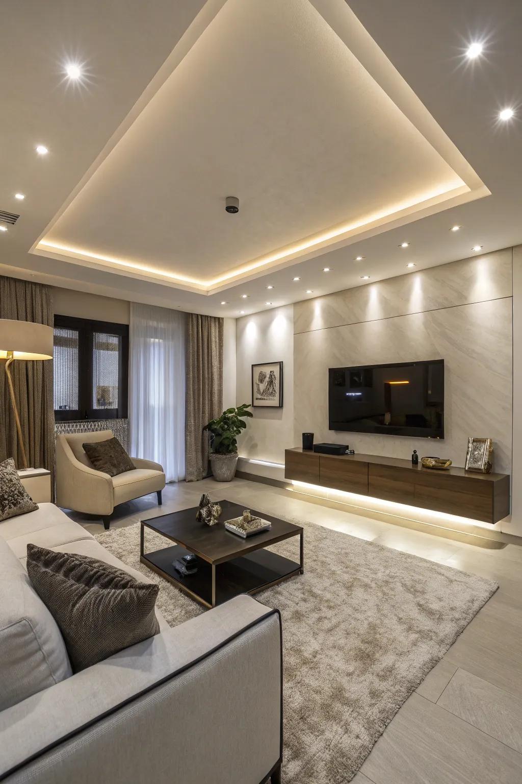 Inset lighting provides a streamlined approach to illuminating dimly lit rooms.