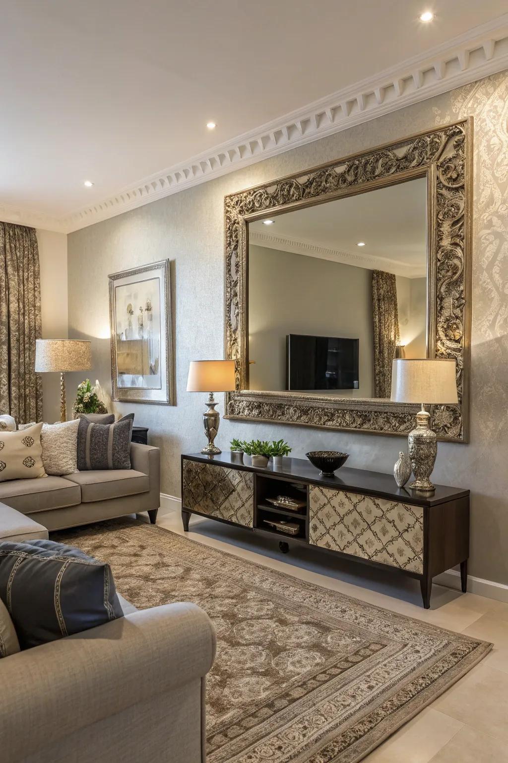 Use a large mirror to create a focal point that captures attention.