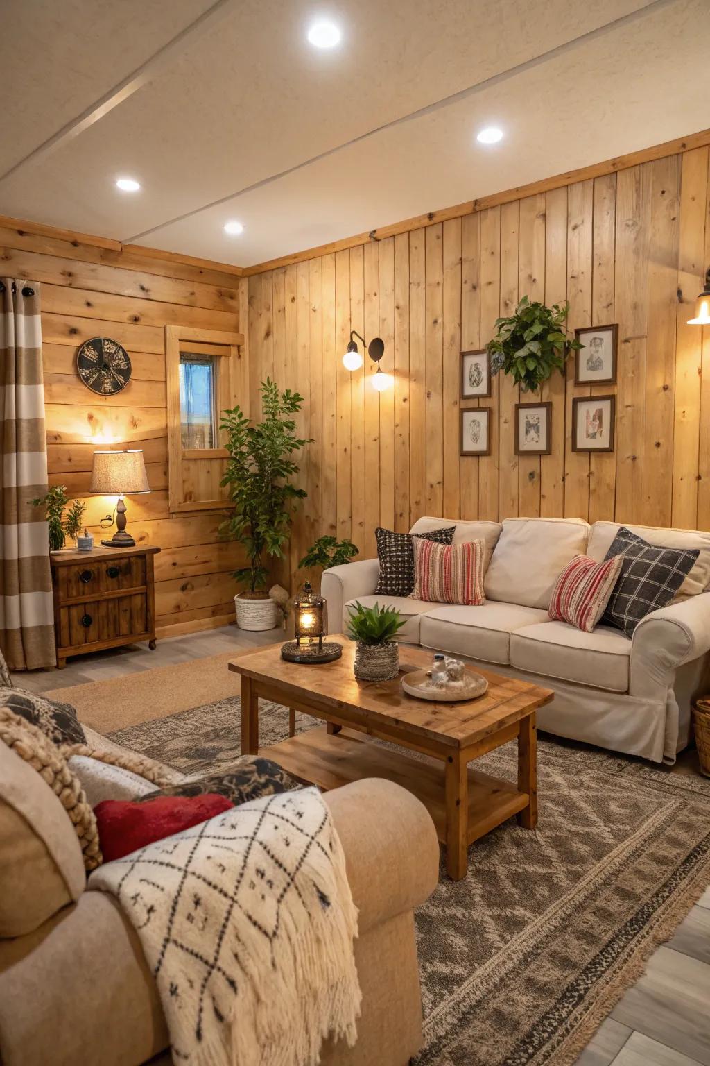 Infuse your living space with the inviting warmth and refined elegance of natural wood tones.