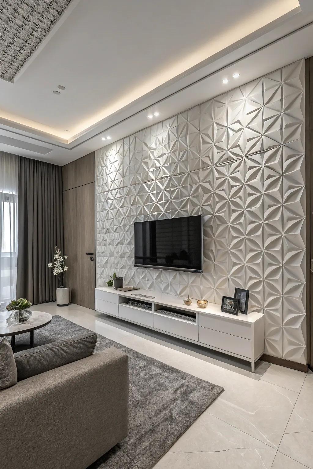 Geometric panels fashion a compelling and up-to-date center of attention.