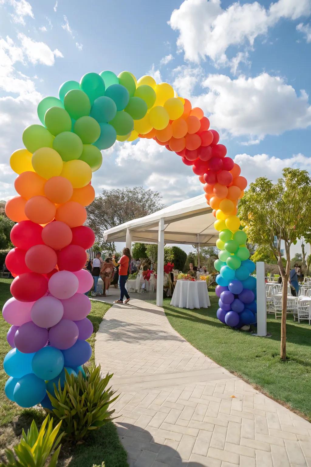 Welcome your guests with an inviting, handmade balloon arch.