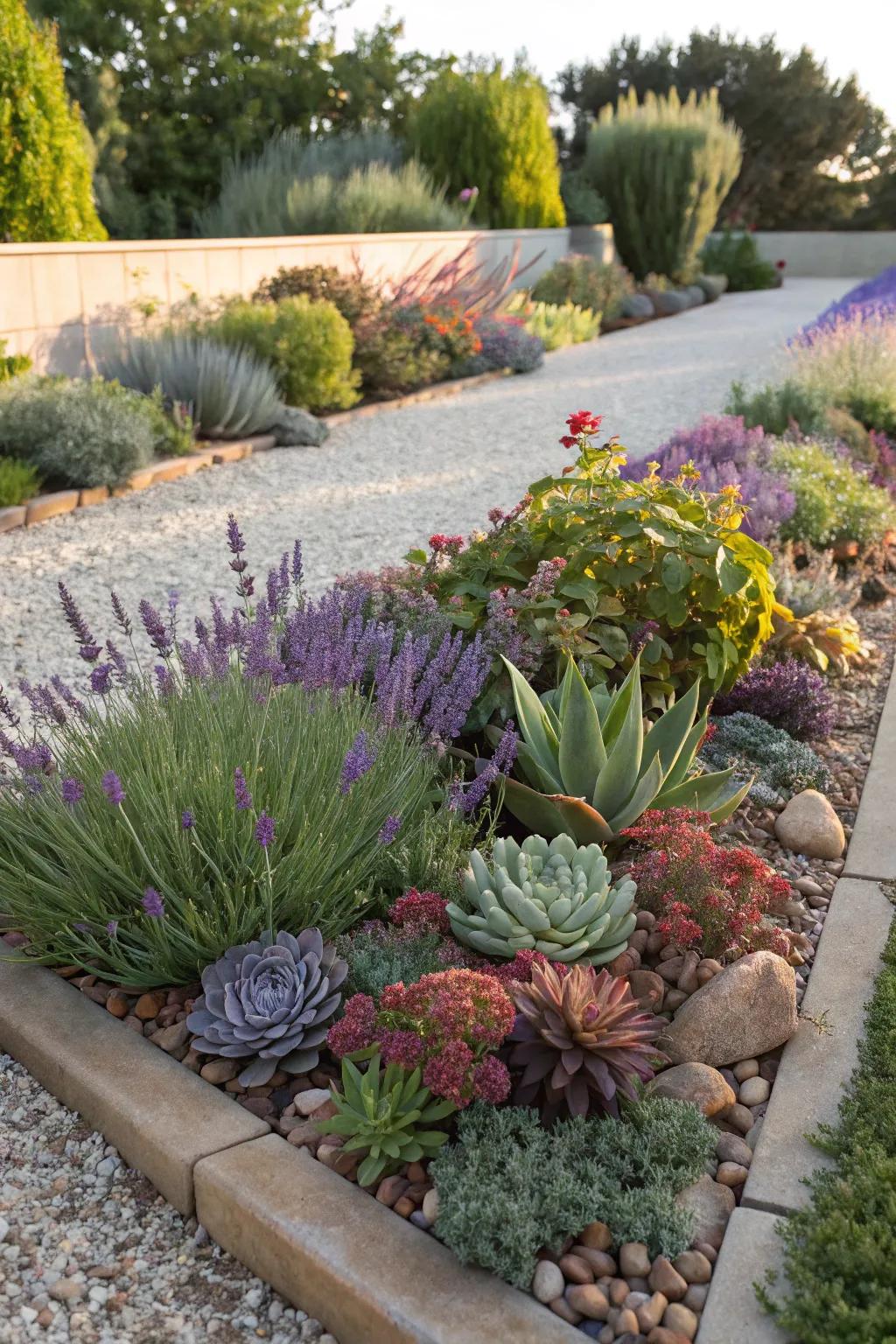 A lively collection of drought-resistant flora thriving under the sun.