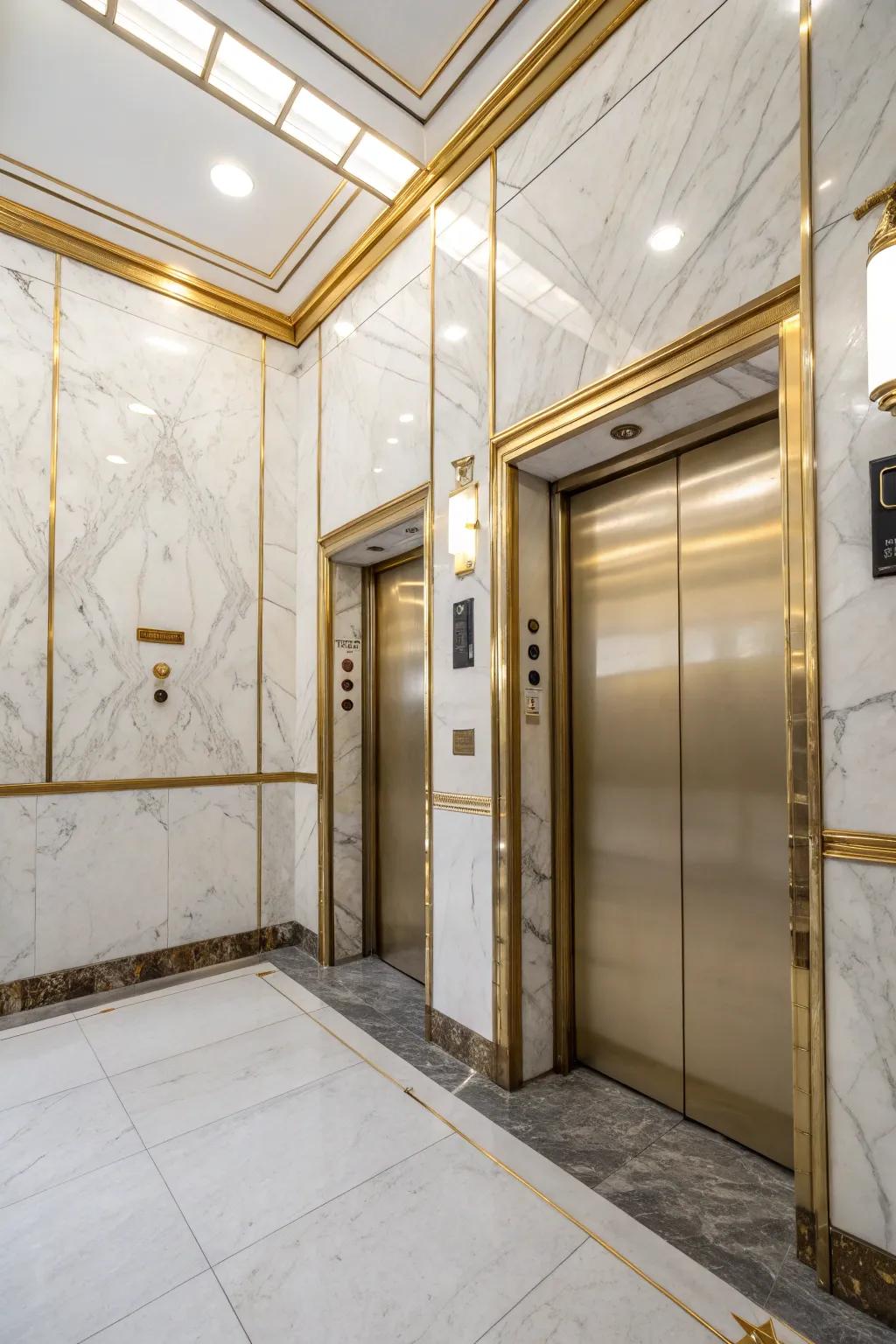 An updated elevator style showcasing the enduring appeal of marble.