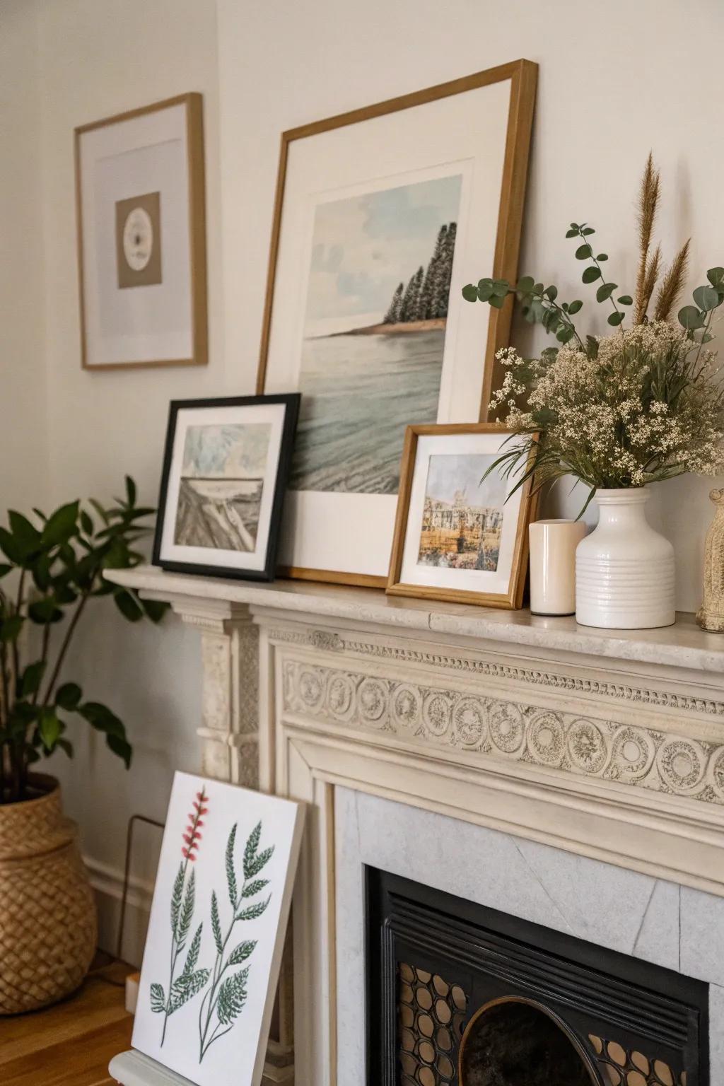 Transform your mantel into a captivating art exhibit.