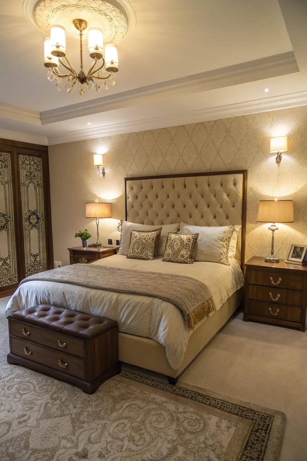 Positioning the bed centrally ensures a balanced and inviting focal point.
