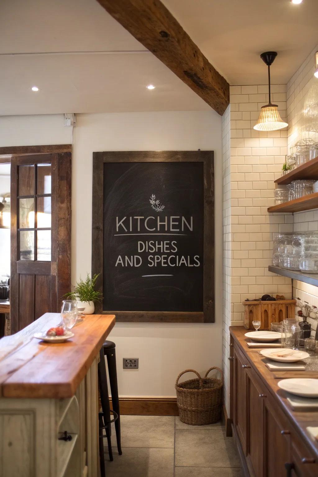 Infuse your home with timeless charm using a blackboard menu.