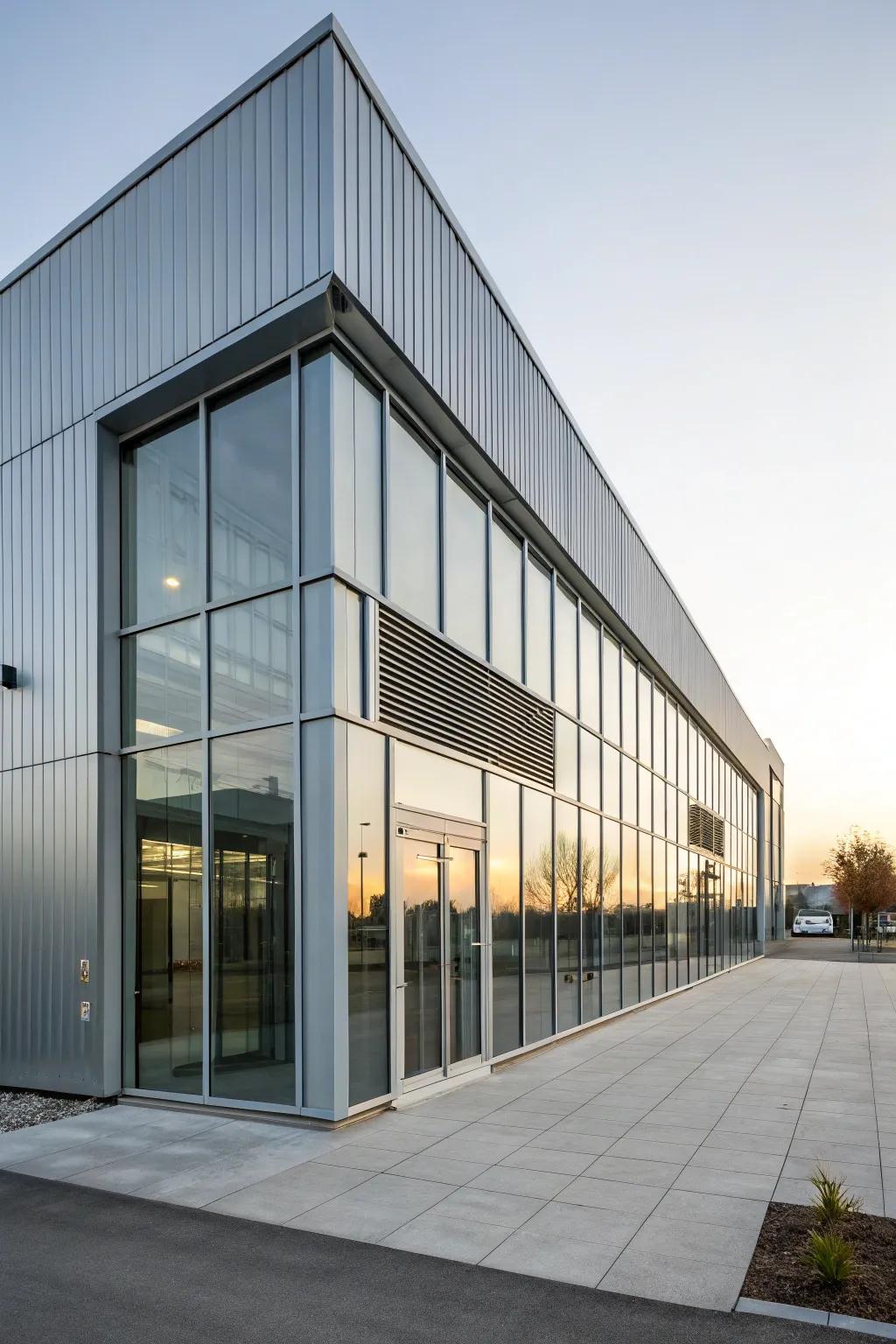 A polished, contemporary metal facade contributes an element of modern sophistication.