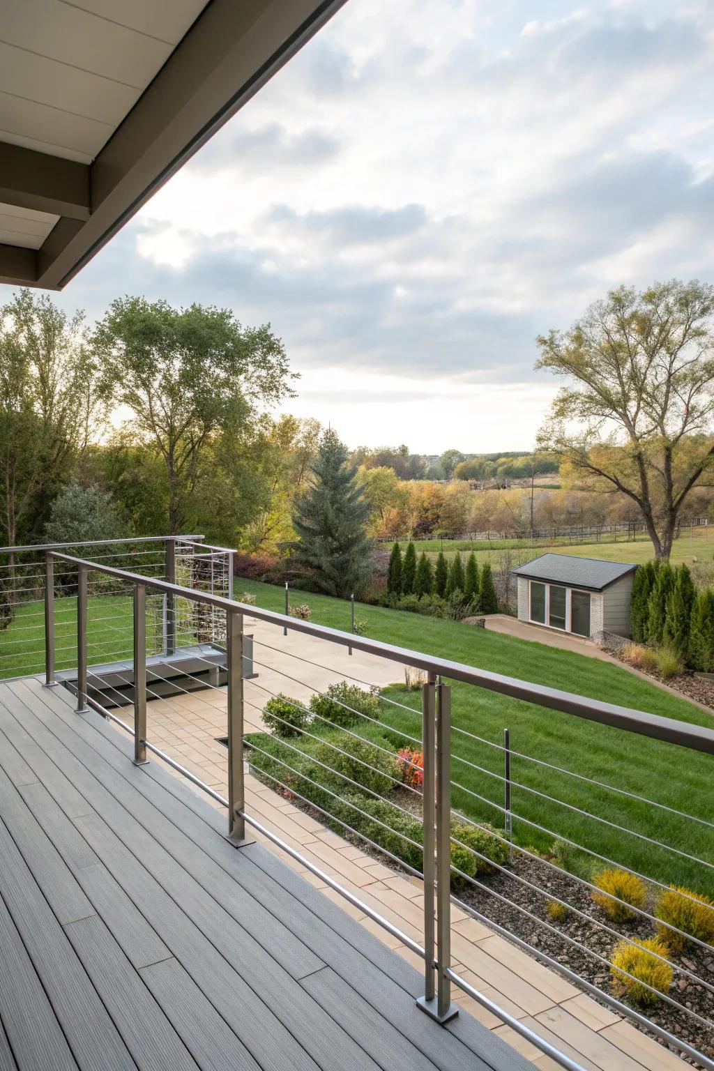 Sleek horizontal bars give a modern touch to any deck.