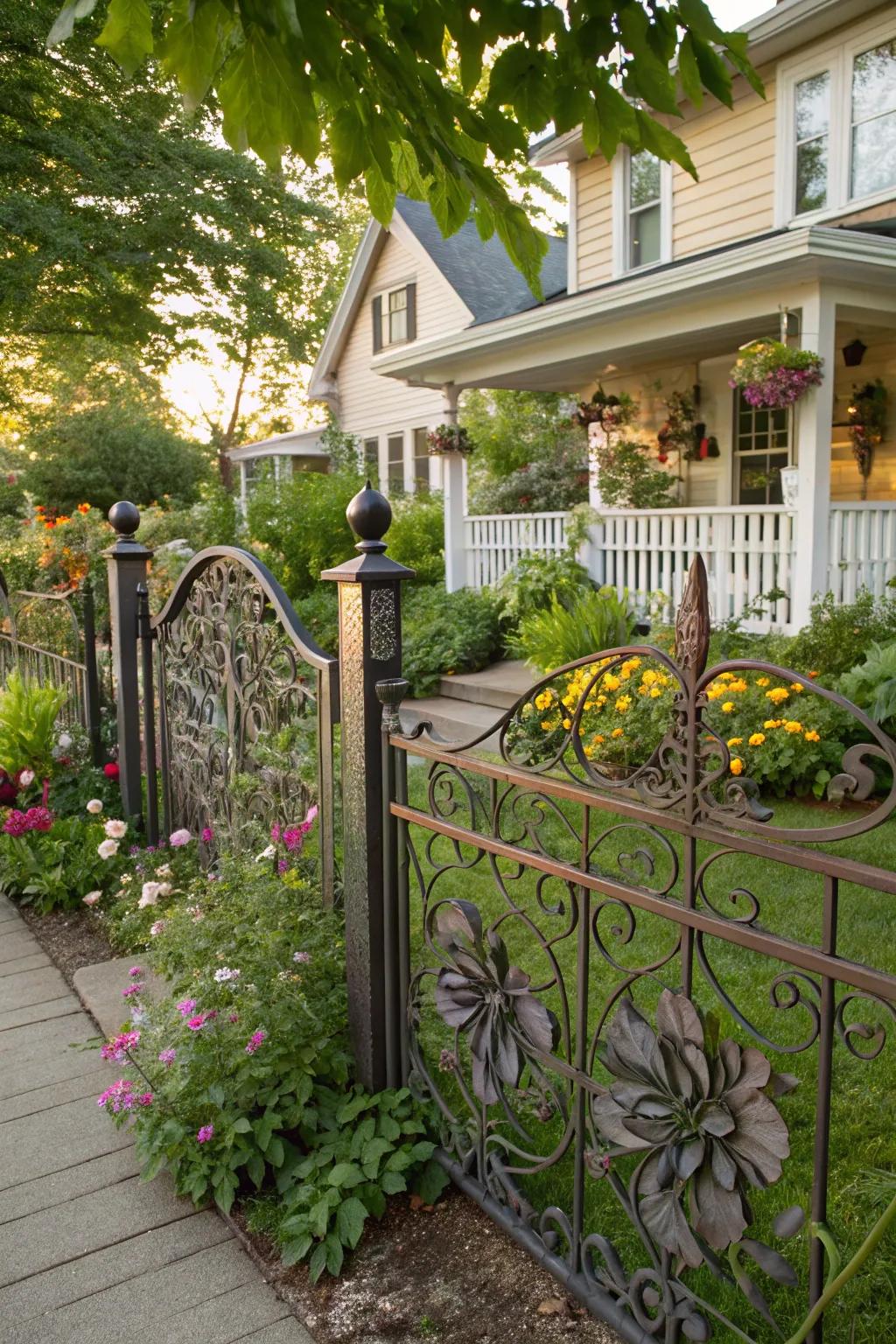 Floral metalwork introduces grace to any garden setting