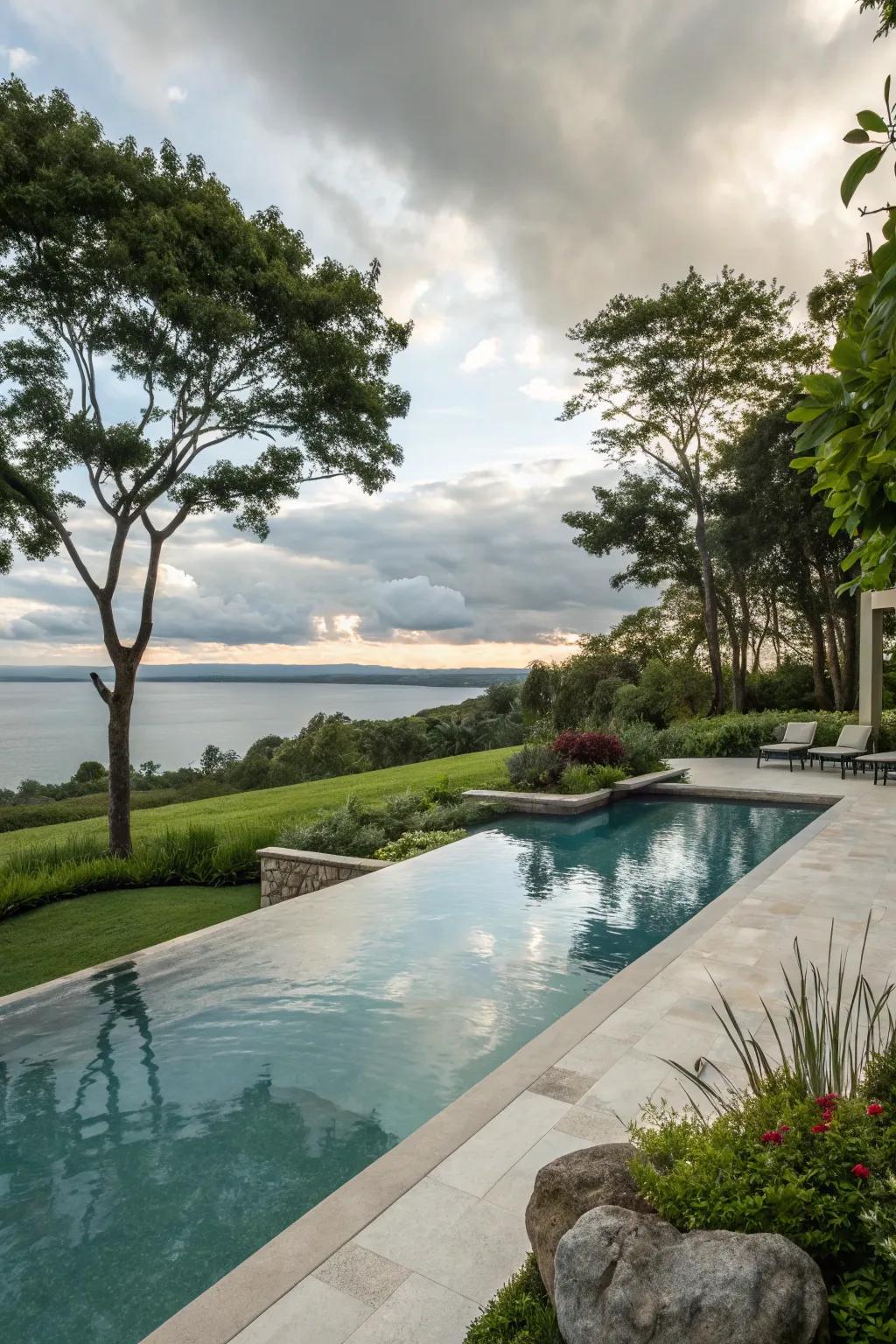 A pool featuring a gentle slope for an accessible and elegant entry.