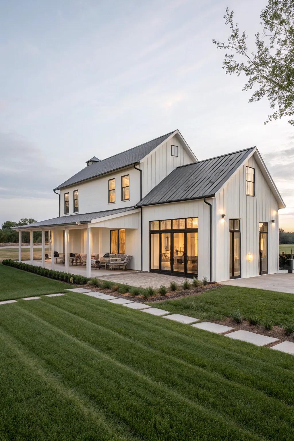 Elegance in simplicity: This modern farmhouse showcases the beauty of clean lines.