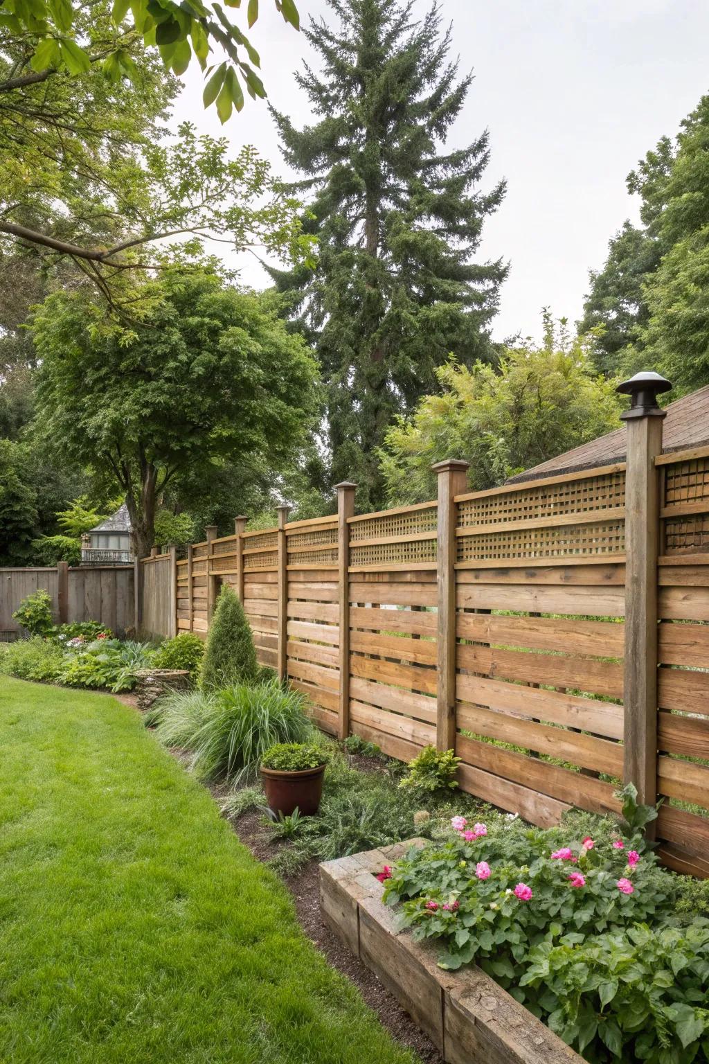 Revel in the cozy majesty of a traditional timber horizontal barrier.